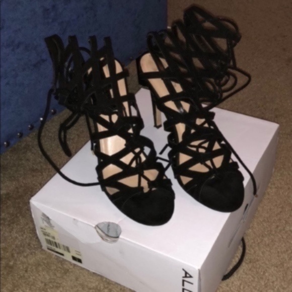 Aldo Black Lace Up High Heel Sandals - Picture 4 of 4